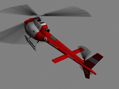 As-350 V6 Helicopter Low-poly 3D model_3