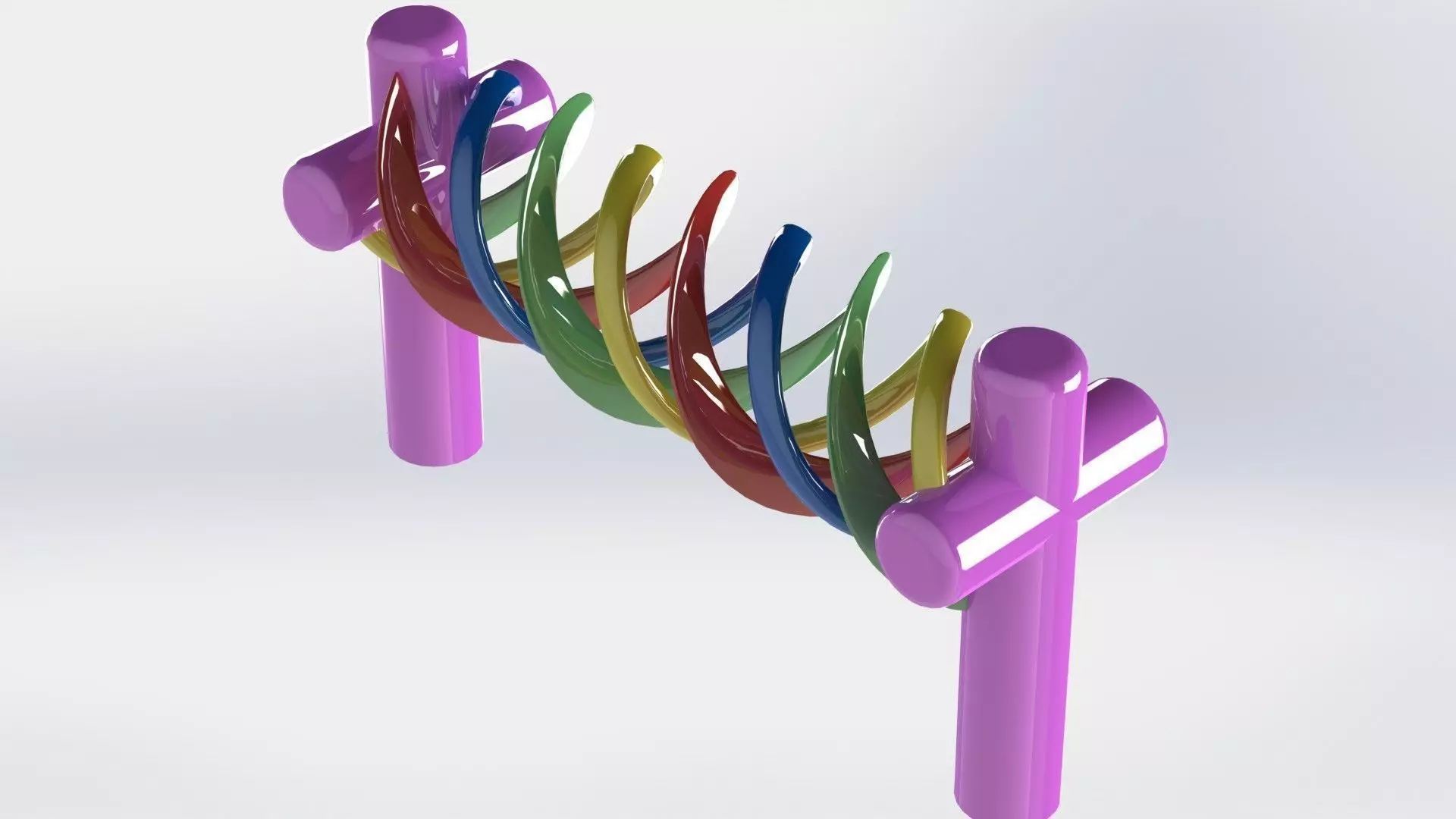 connector 5 bench made of colorful plastic Free 3D model