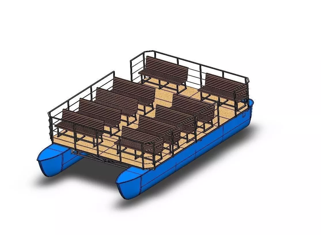 Raft pontoon boat with four seats Free 3D model