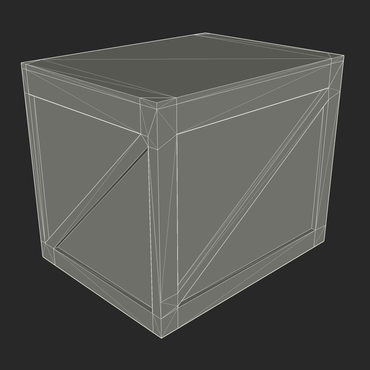 Wooden box Low-poly 3D model_7