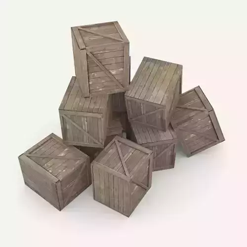 Wooden box Low-poly 3D model