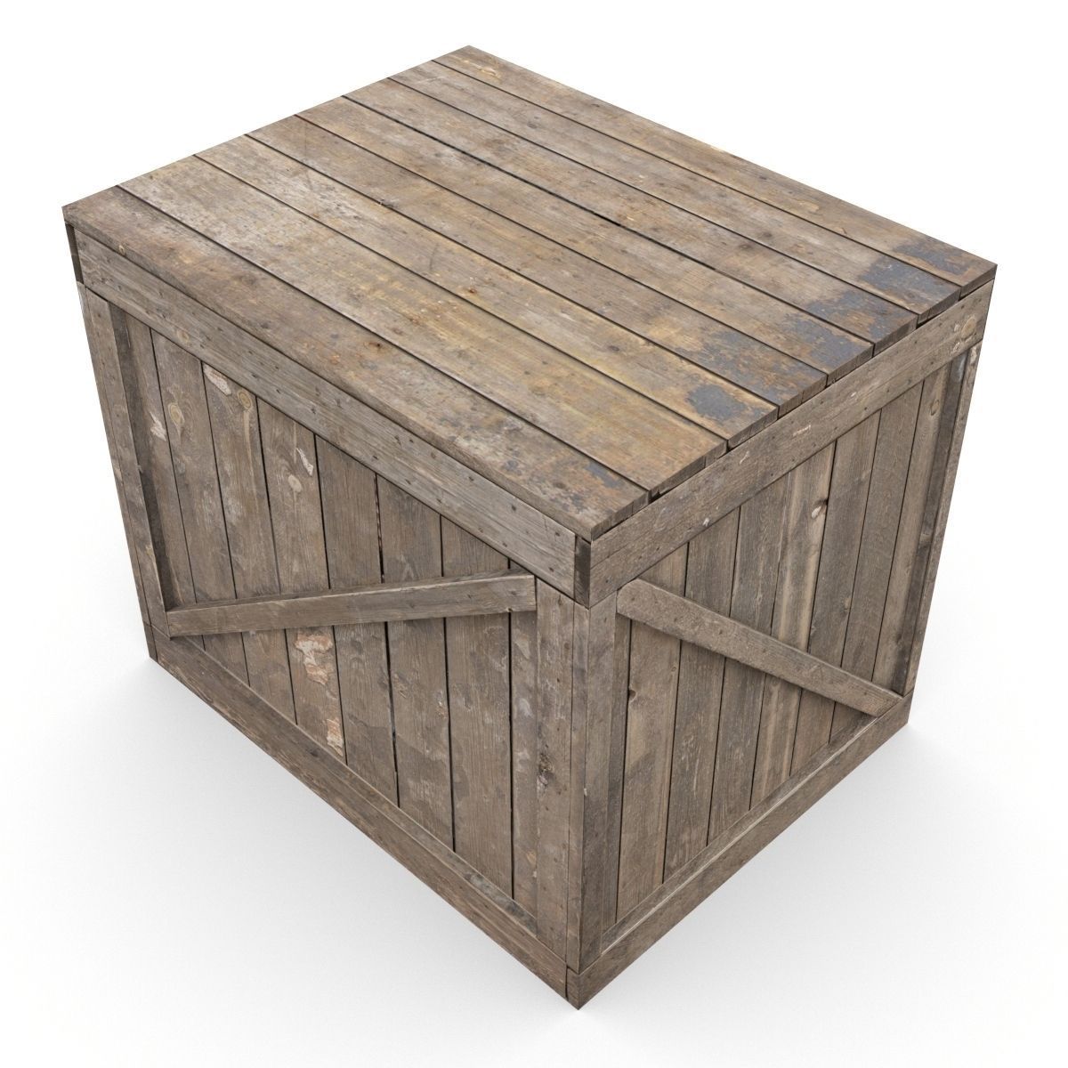 Wooden box Low-poly 3D model_3