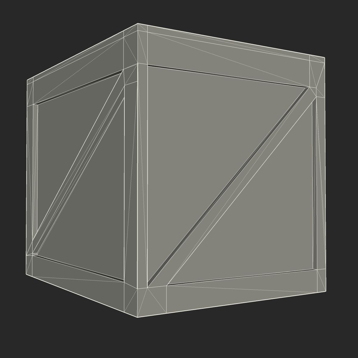 Wooden box Low-poly 3D model_8