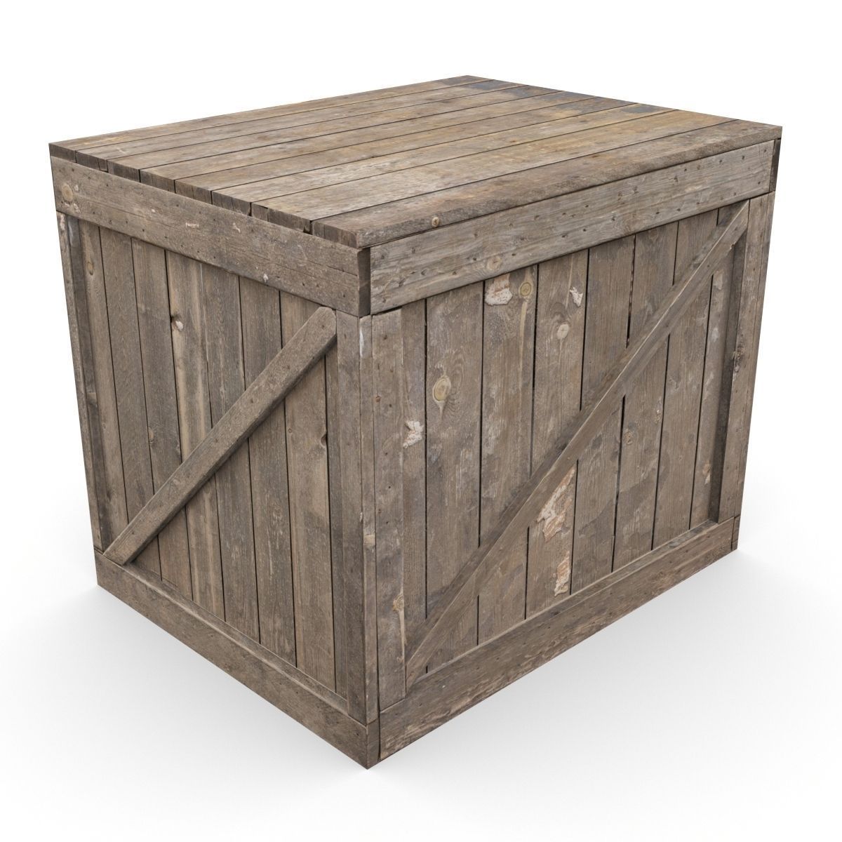 Wooden box Low-poly 3D model_1