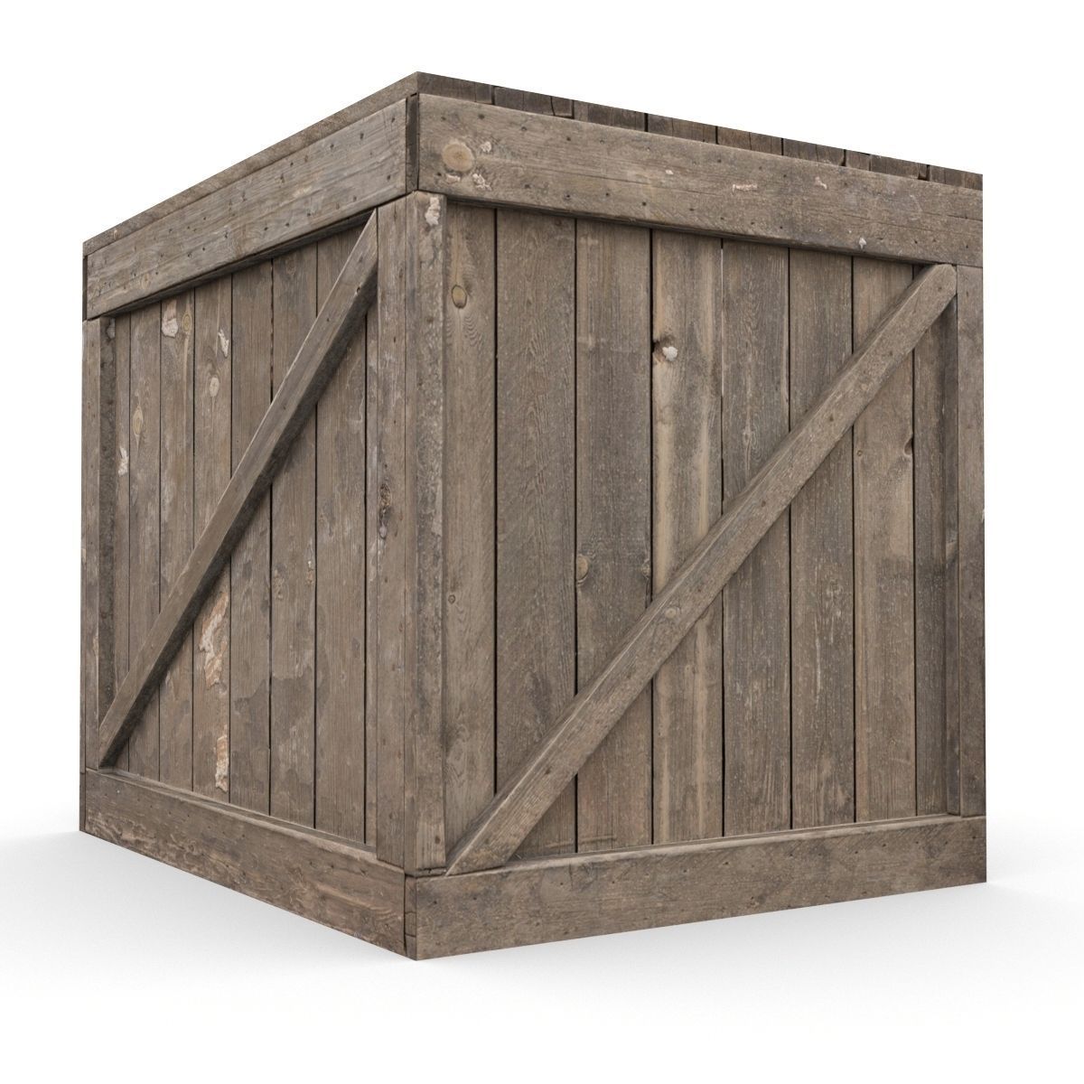 Wooden box Low-poly 3D model_4