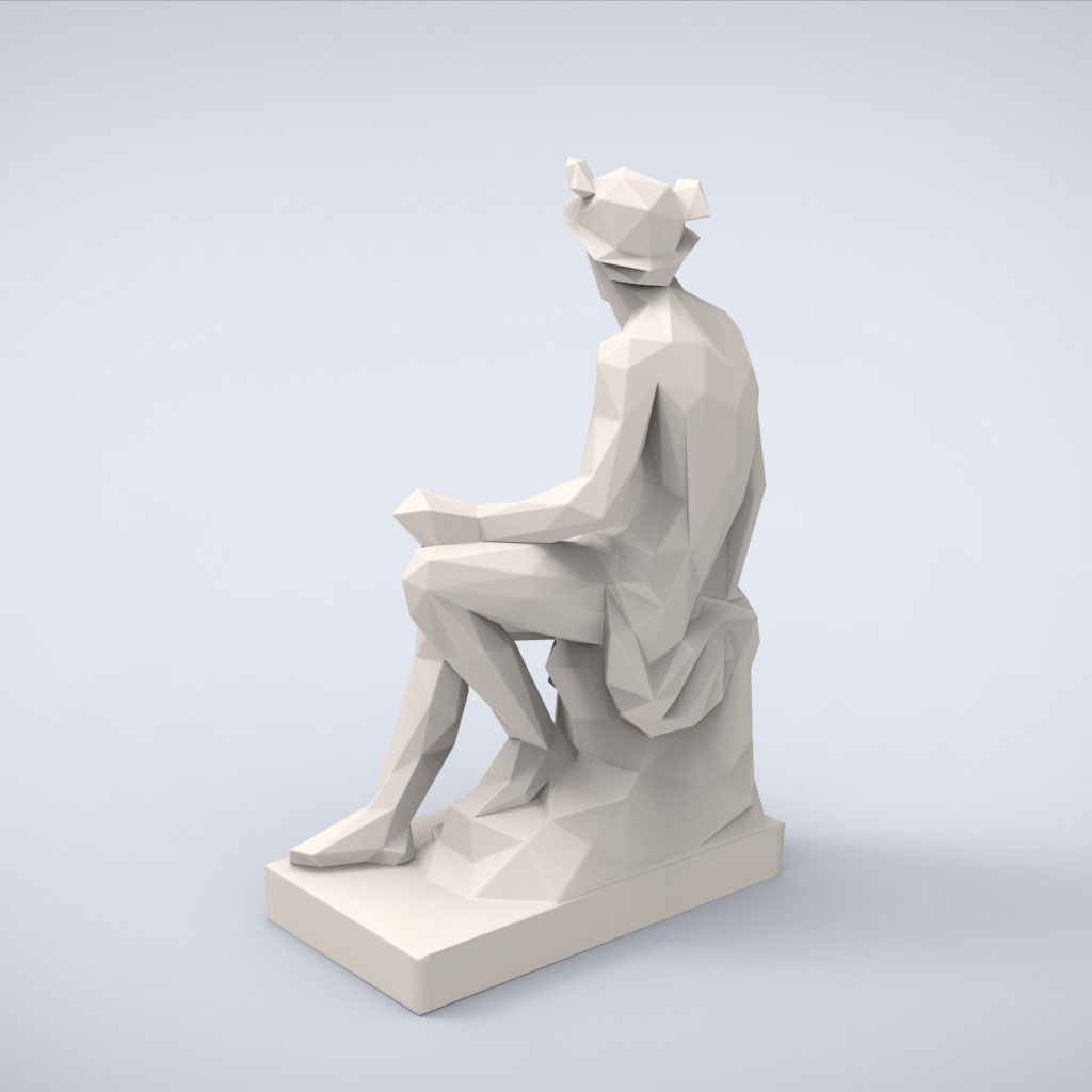 Printable Statue of Mercury Lowpoly style 3D print model_3