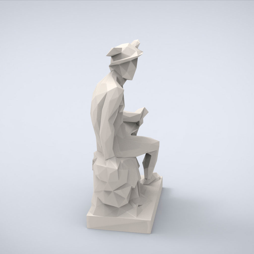 Printable Statue of Mercury Lowpoly style 3D print model_2