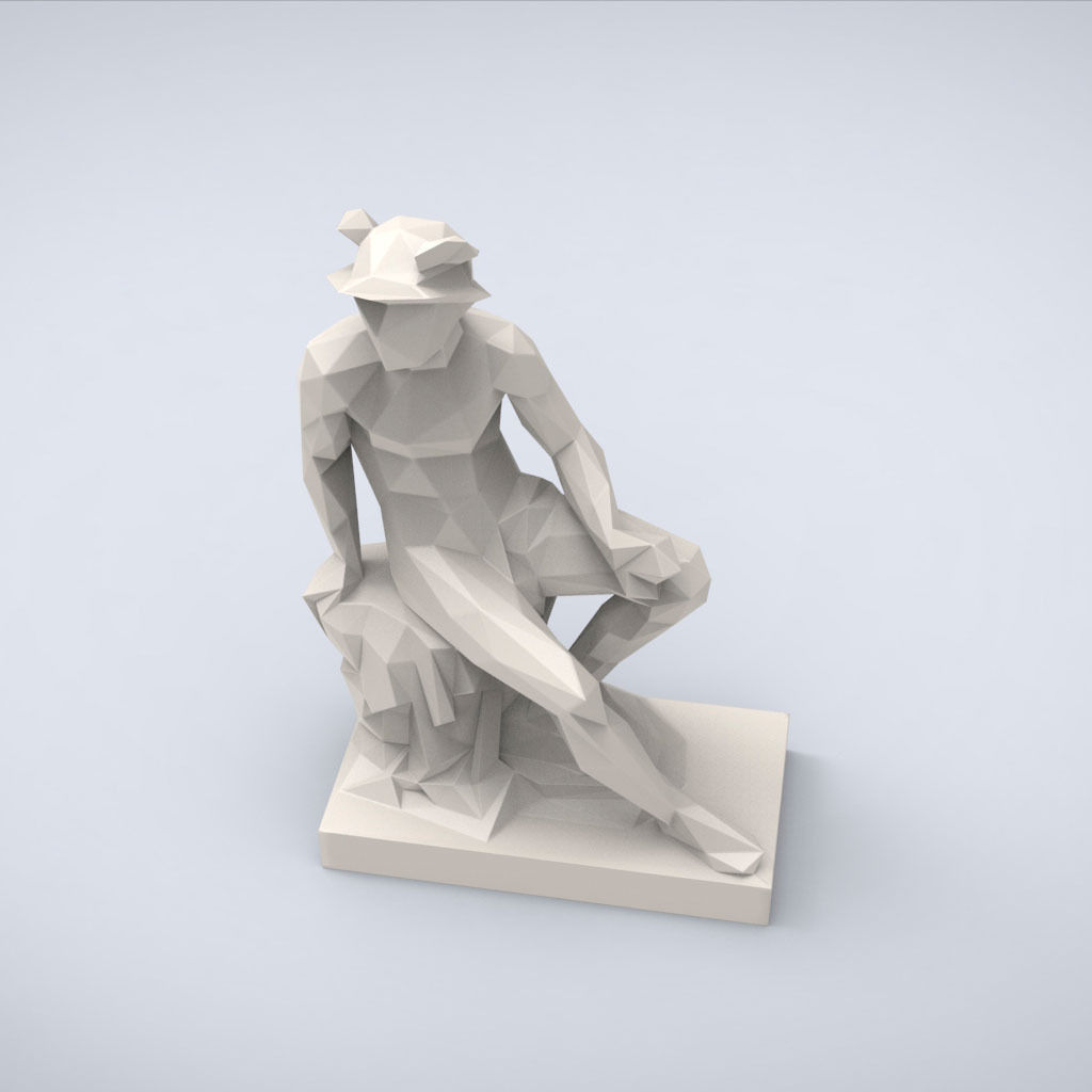 Printable Statue of Mercury Lowpoly style 3D print model_1