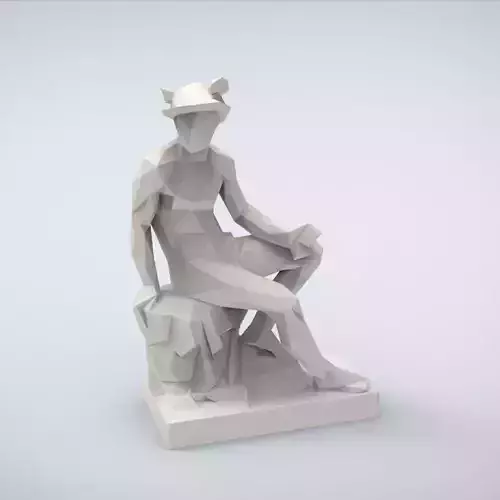 Printable Statue of Mercury Lowpoly style 3D print model