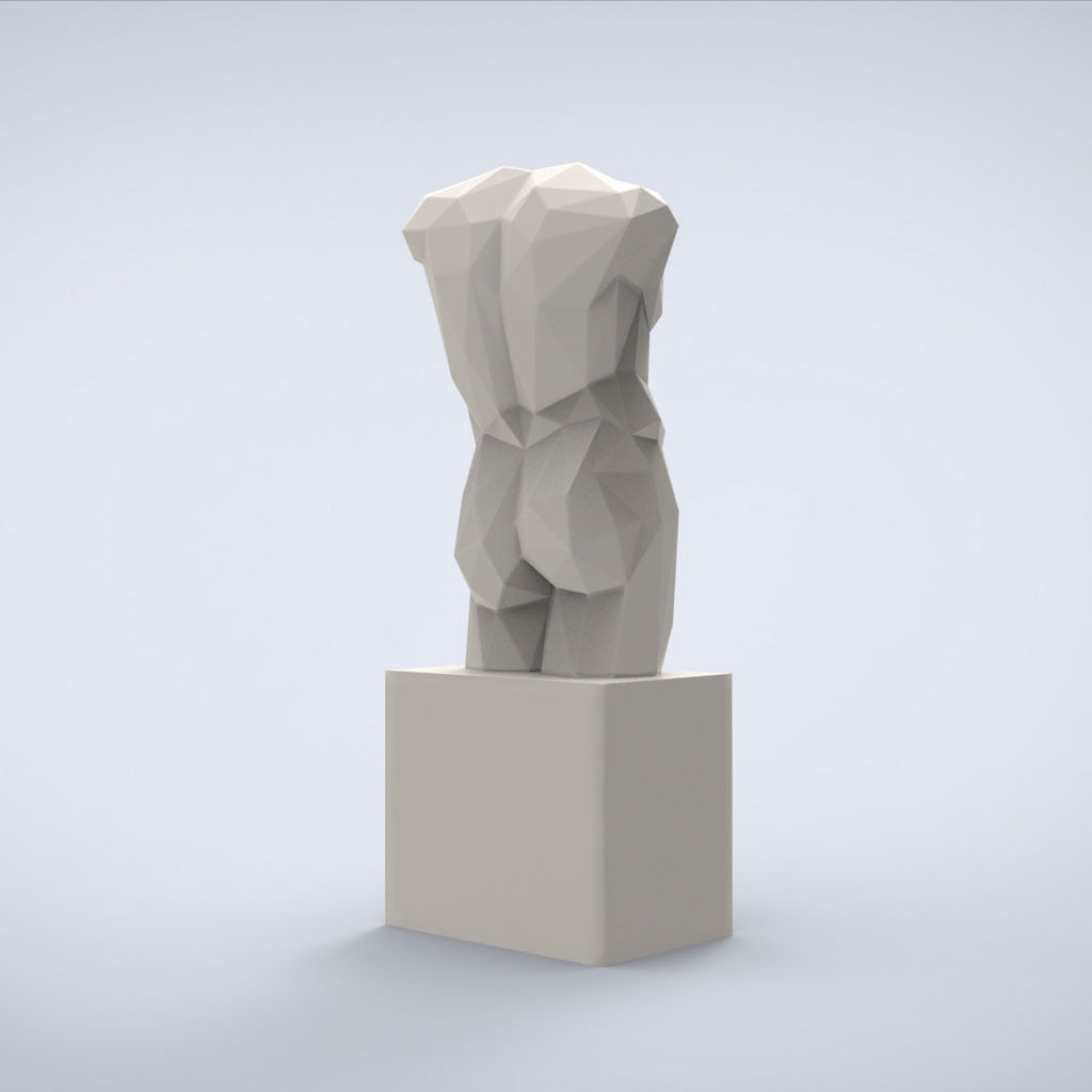 Printable Diadumenos Torso Lowpoly Style 3D print model_3