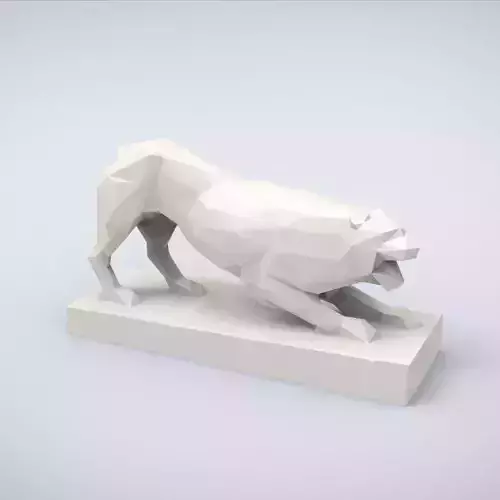 Printable Classical Lion Statue Lowpoly Style 3D print model
