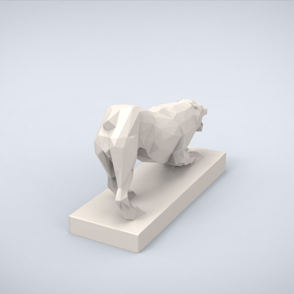 Printable Classical Lion Statue Lowpoly Style 3D print model_1