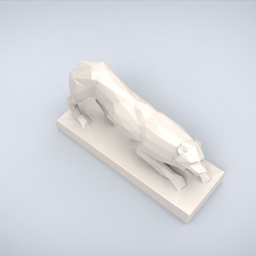 Printable Classical Lion Statue Lowpoly Style 3D print model_4