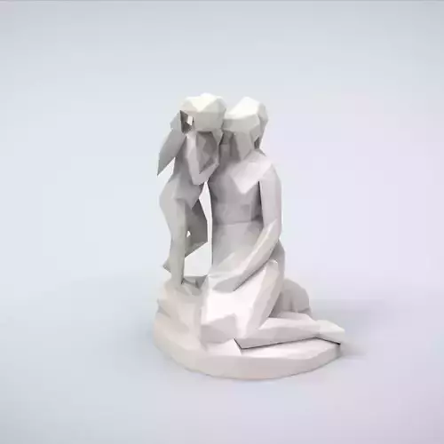Printable Venus kissing Cupid Lowpoly Style 3D print model