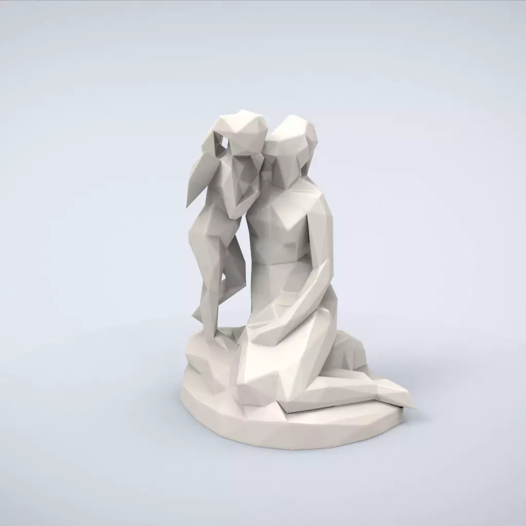 Printable Venus kissing Cupid Lowpoly Style 3D print model