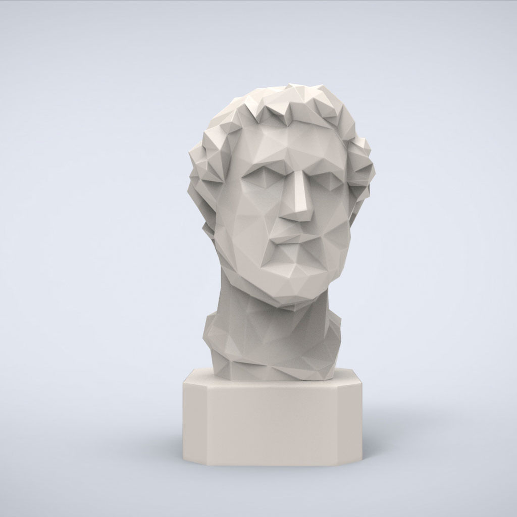 Printable Antoninus Pius bust Lowpoly Style 3D print model_1