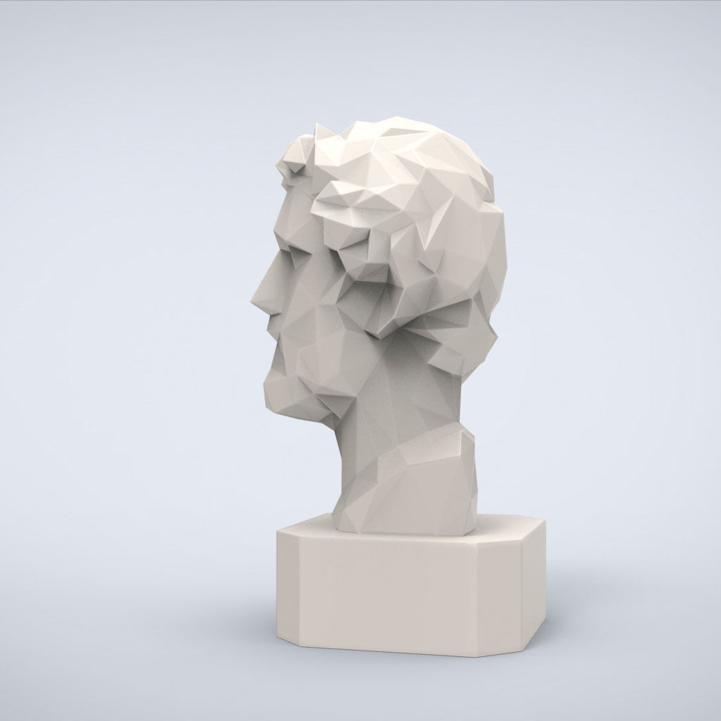 Printable Antoninus Pius bust Lowpoly Style 3D print model_2