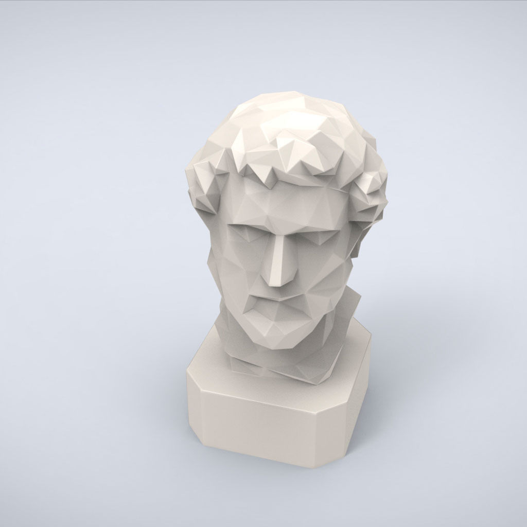 Printable Antoninus Pius bust Lowpoly Style 3D print model_4