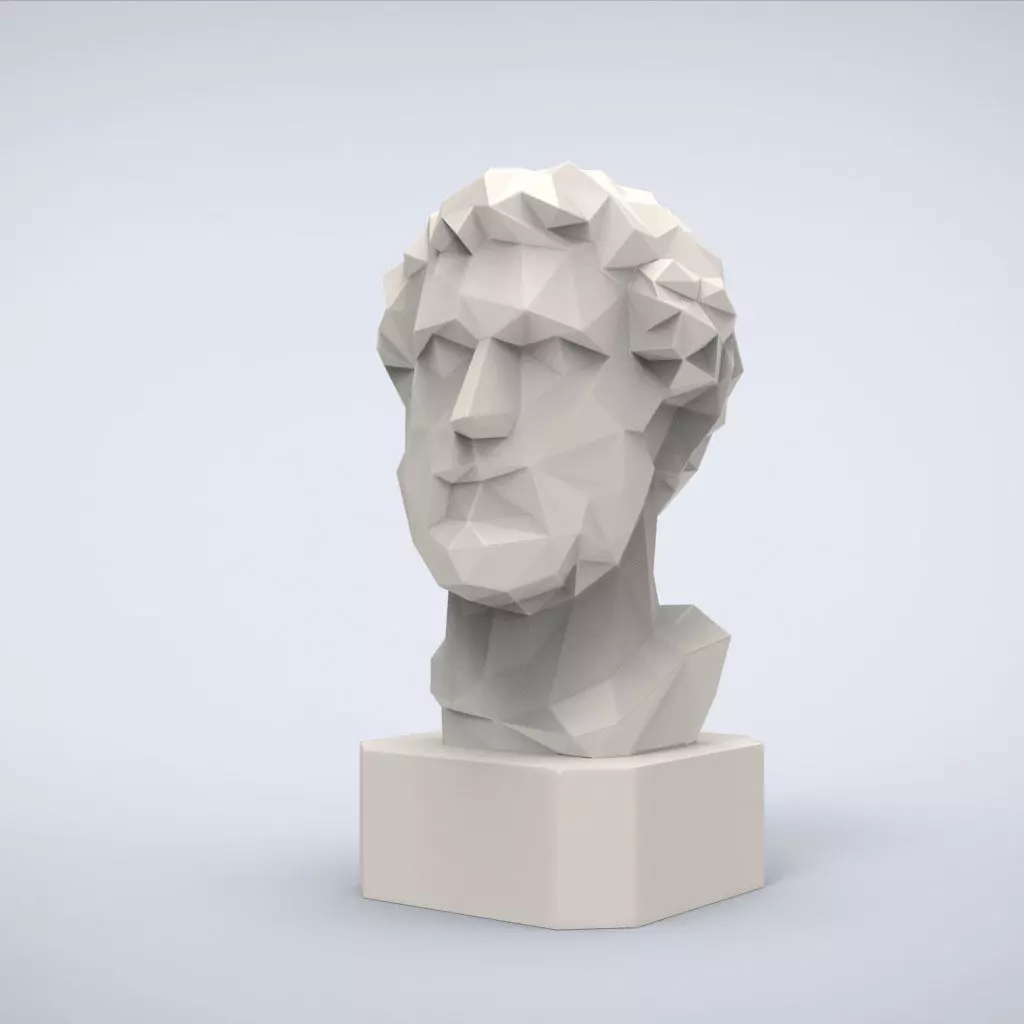Printable Antoninus Pius bust Lowpoly Style 3D print model_0