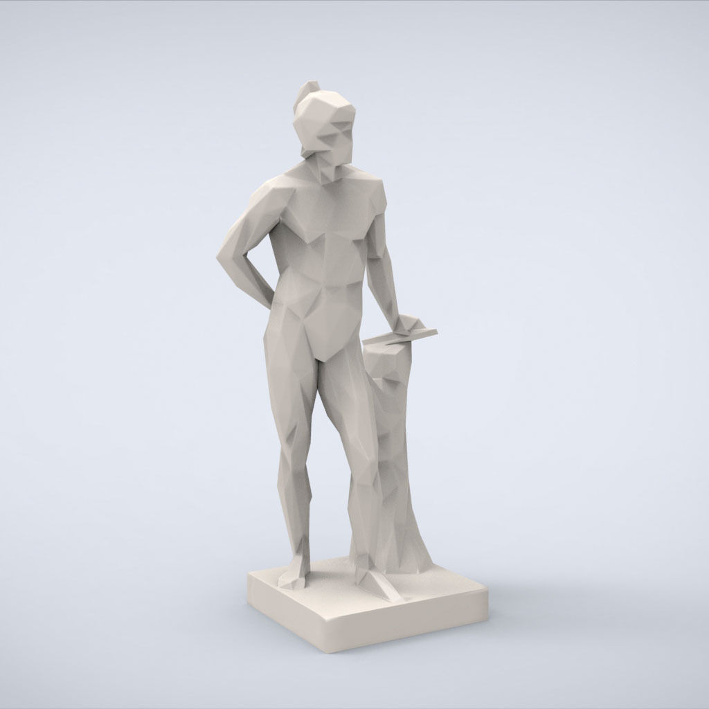Printable Mars Statue Lowpoly Style 3D print model_1
