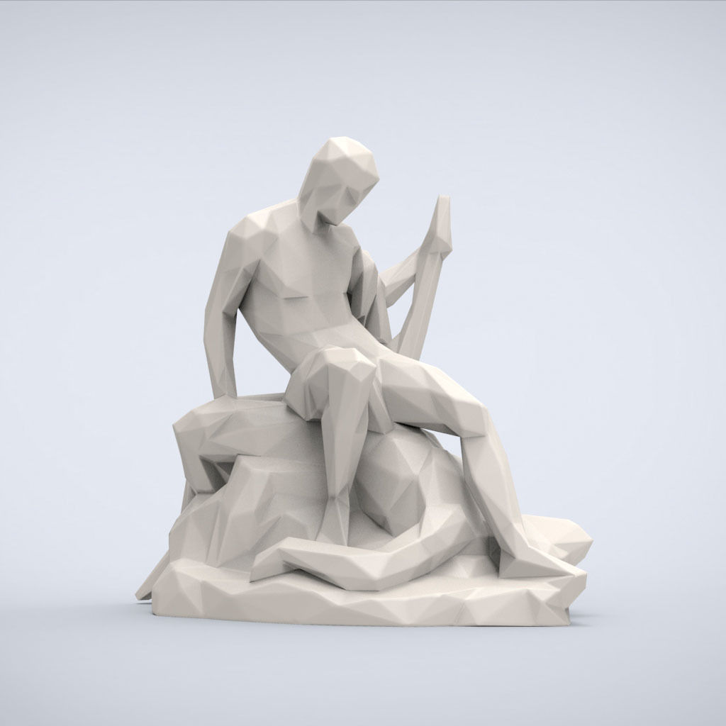 Printable Theseus and the Minotaur Lowpoly style 3D print model_1