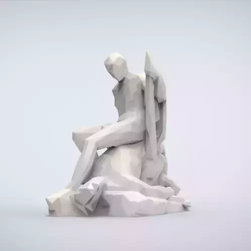Printable Theseus and the Minotaur Lowpoly style 3D print model