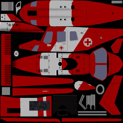 Bell 222 V6 Helicopter Low-poly 3D model_5