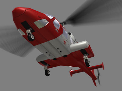 Bell 222 V6 Helicopter Low-poly 3D model_4