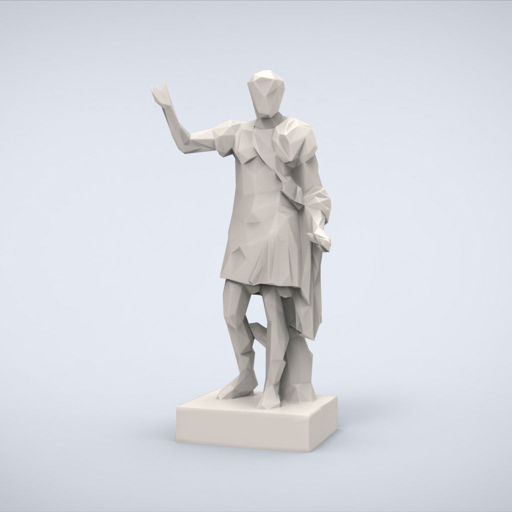 Printable Statue of Trajan Lowpoly Style 3D print model_1