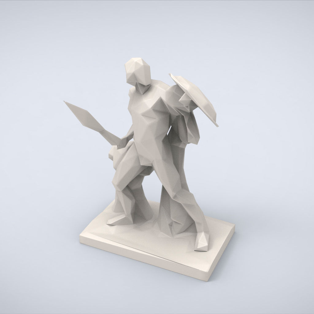 Printable Achilles Statue Lowpoly Style 3D print model_5