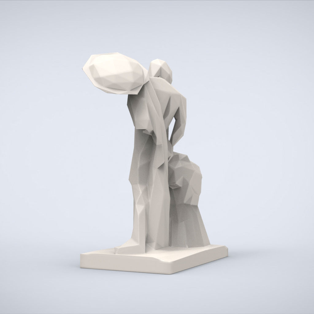 Printable Achilles Statue Lowpoly Style 3D print model_4