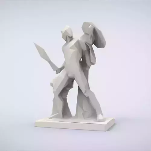Printable Achilles Statue Lowpoly Style 3D print model