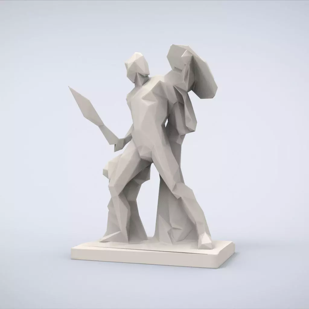 Printable Achilles Statue Lowpoly Style 3D print model_0