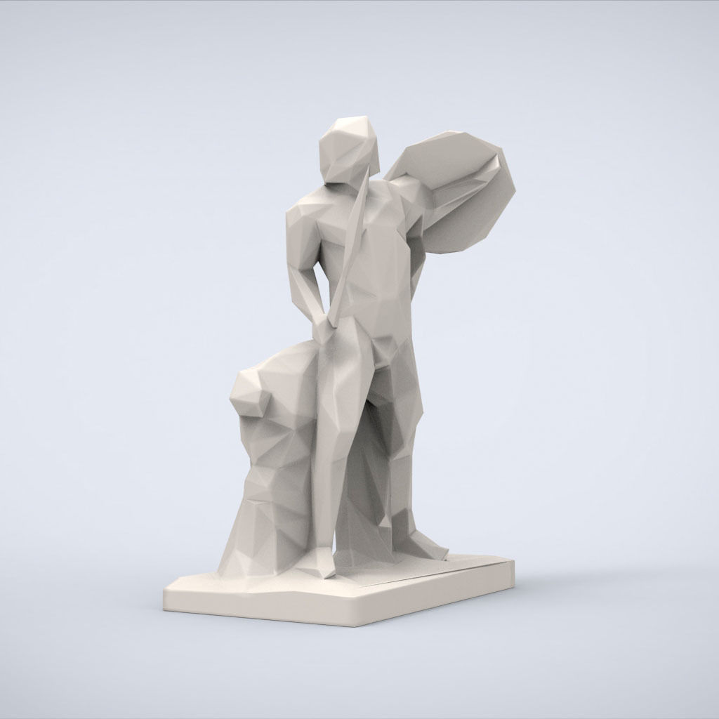 Printable Achilles Statue Lowpoly Style 3D print model_2