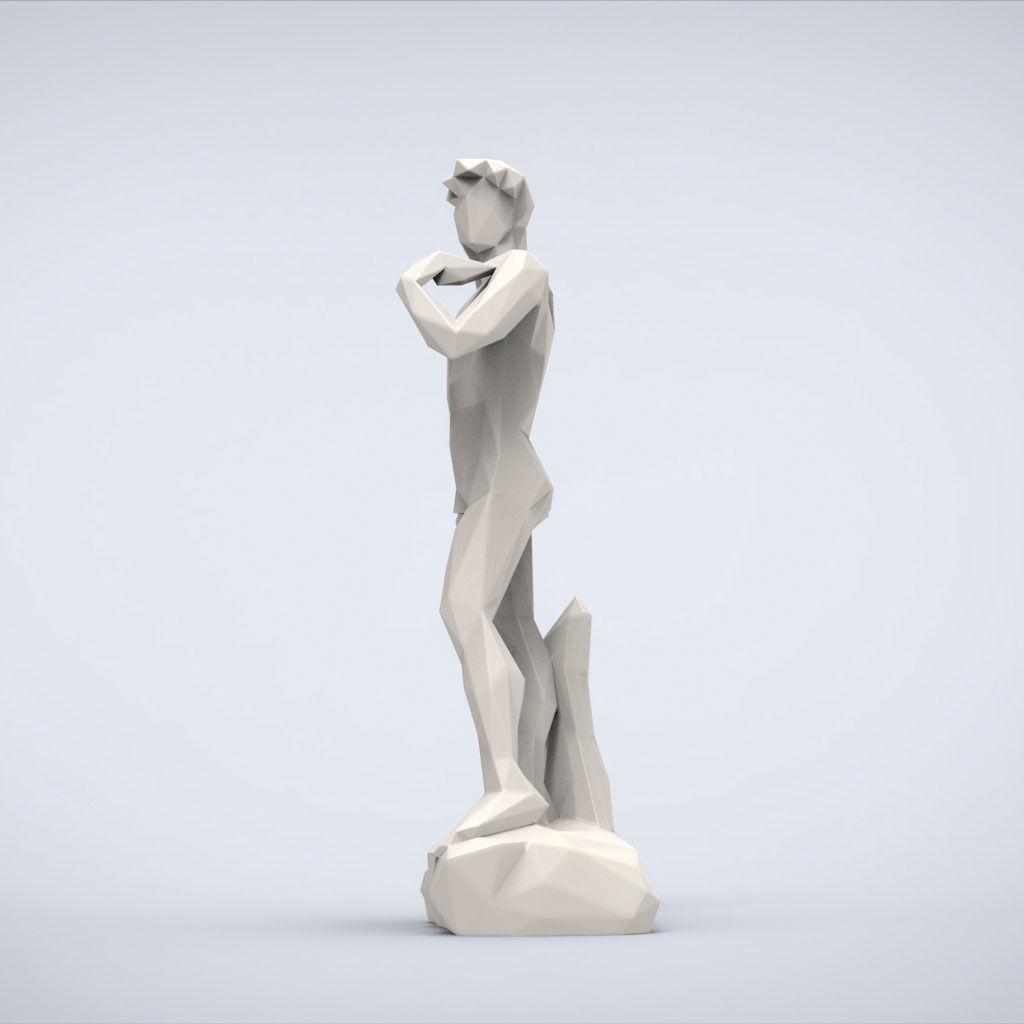 Printable David of Michelangelo Lowpoly Style 3D print model_3
