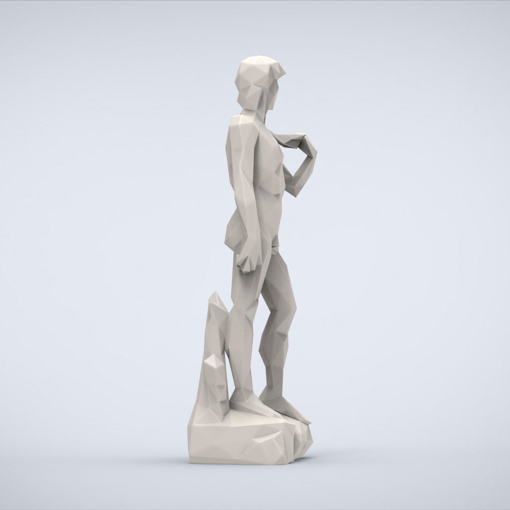 Printable David of Michelangelo Lowpoly Style 3D print model_1