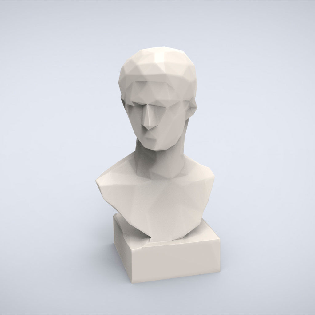 Printable Bust of Caligula Lowpoly Style 3D print model_5