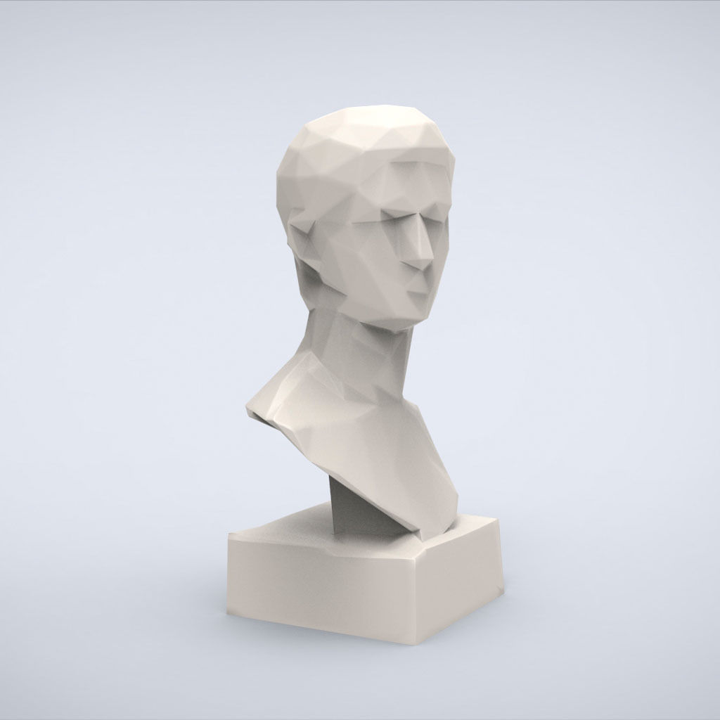 Printable Bust of Caligula Lowpoly Style 3D print model_1
