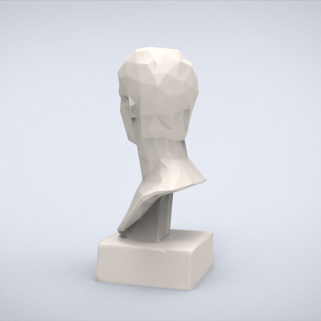 Printable Bust of Caligula Lowpoly Style 3D print model_4