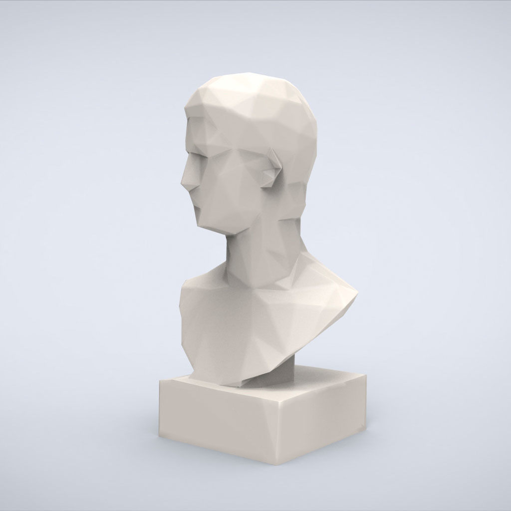 Printable Bust of Caligula Lowpoly Style 3D print model_2