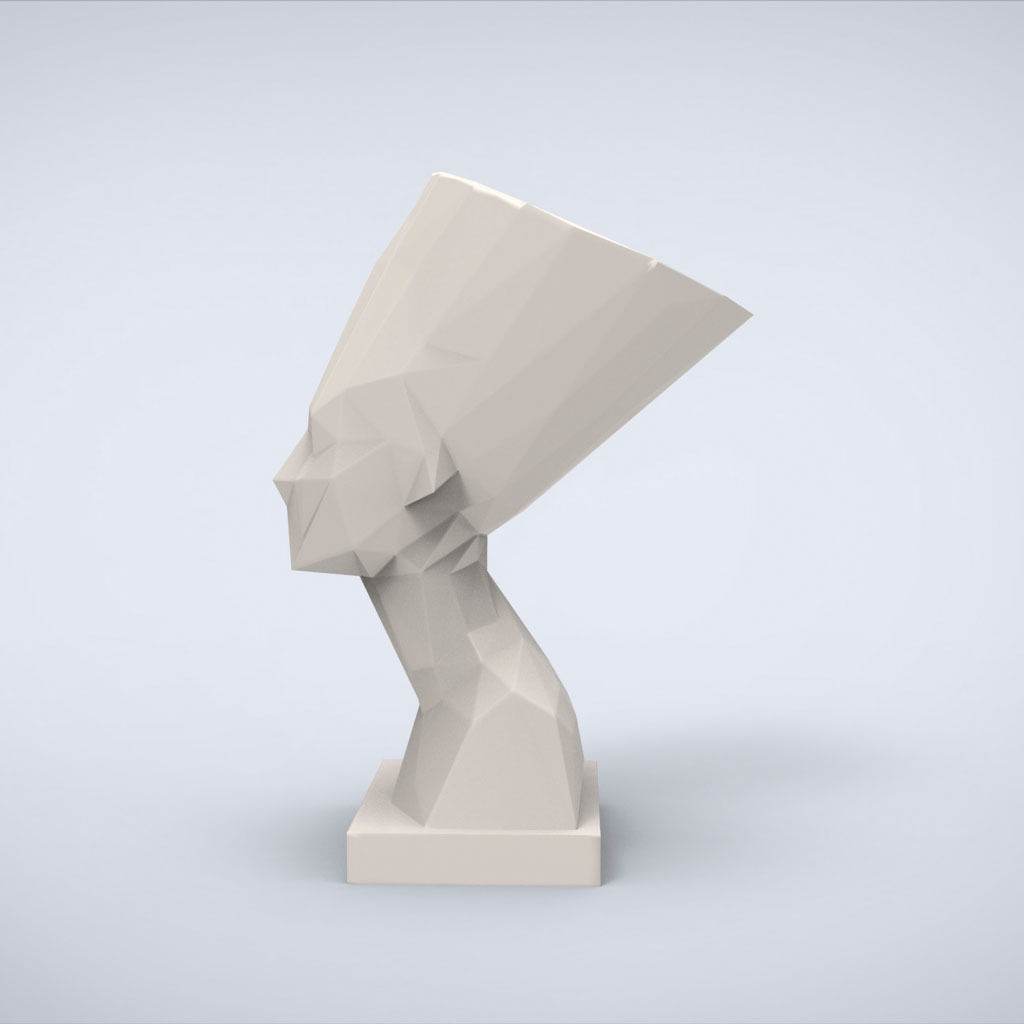 Printable Nefertiti Bust Lowpoly Style 3D print model_3