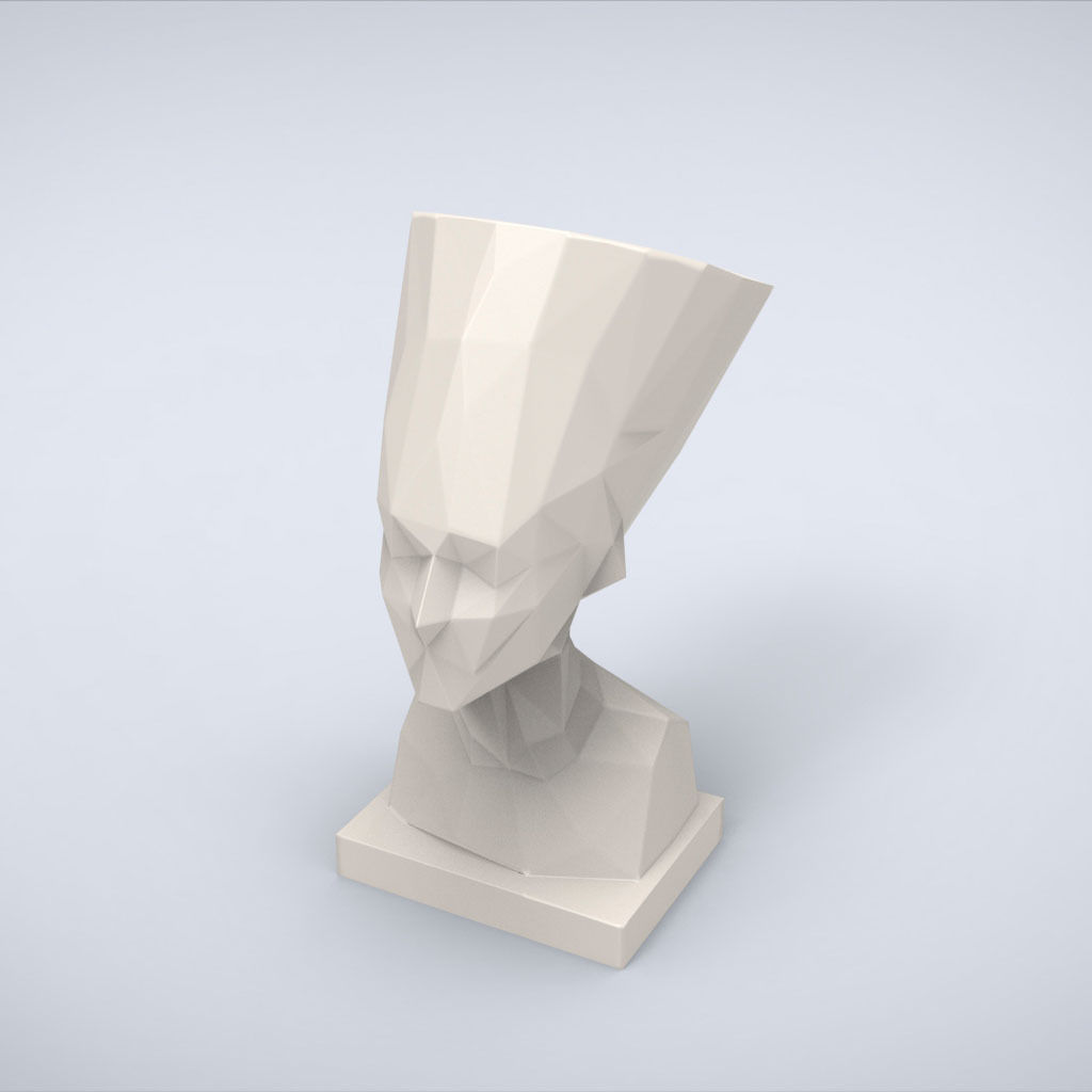 Printable Nefertiti Bust Lowpoly Style 3D print model_5