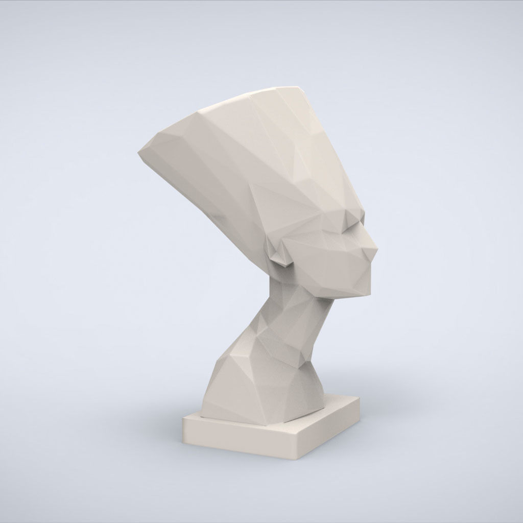Printable Nefertiti Bust Lowpoly Style 3D print model_2