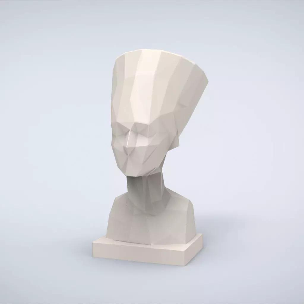 Printable Nefertiti Bust Lowpoly Style 3D print model_0