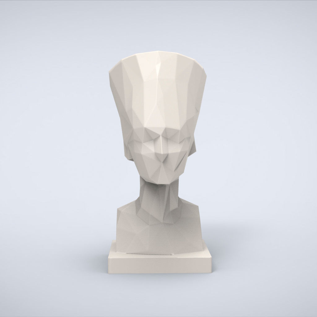 Printable Nefertiti Bust Lowpoly Style 3D print model_1