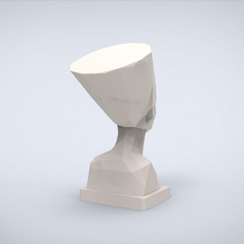 Printable Nefertiti Bust Lowpoly Style 3D print model_4