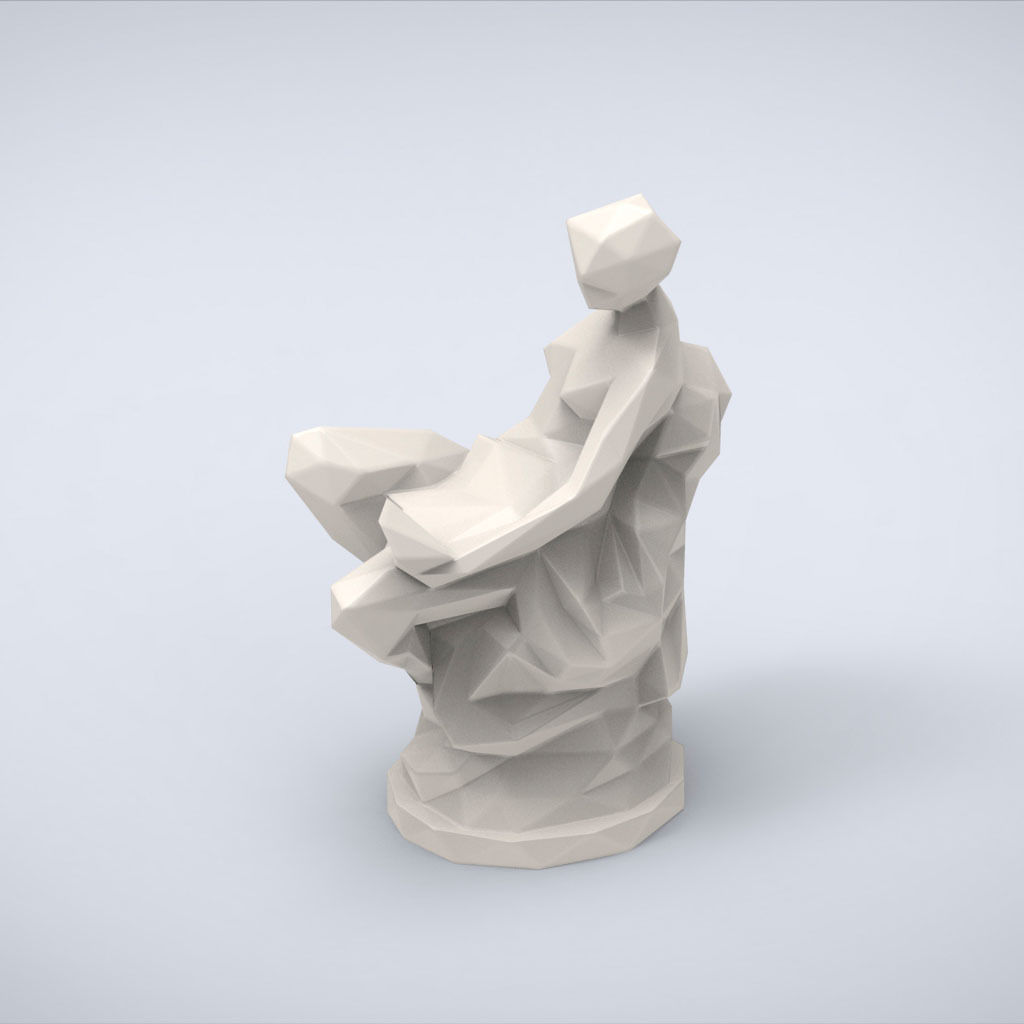 Printable Memory Statue Lowpoly Style 3D print model_3