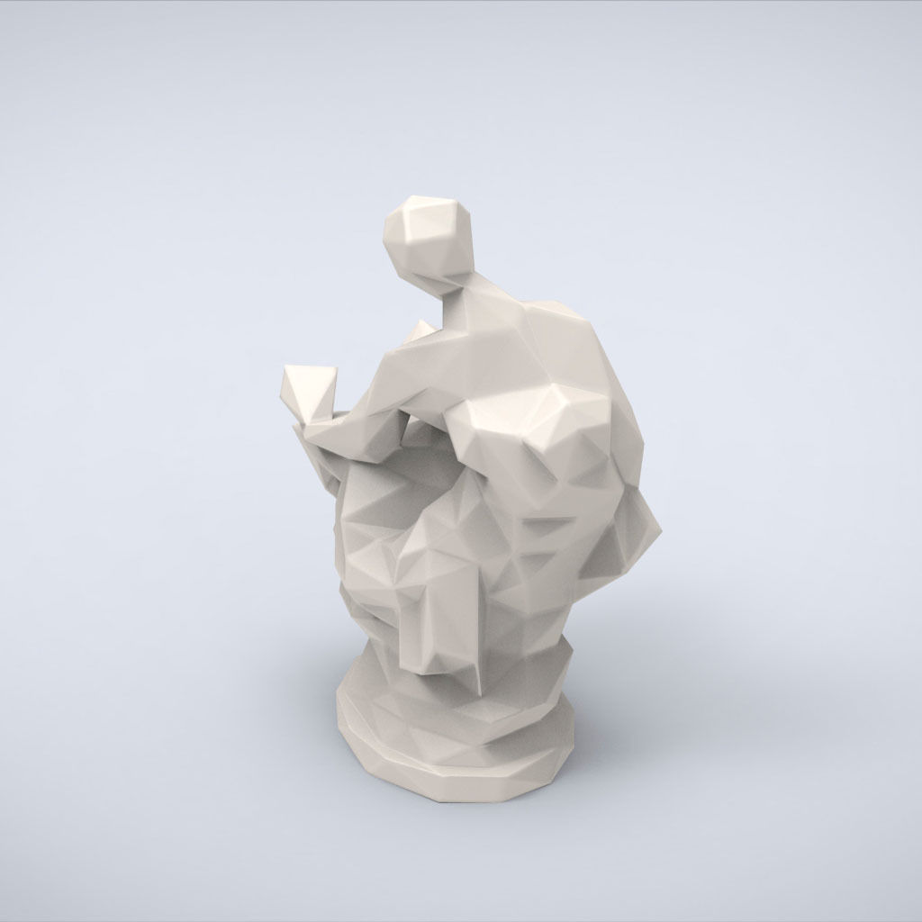 Printable Memory Statue Lowpoly Style 3D print model_4