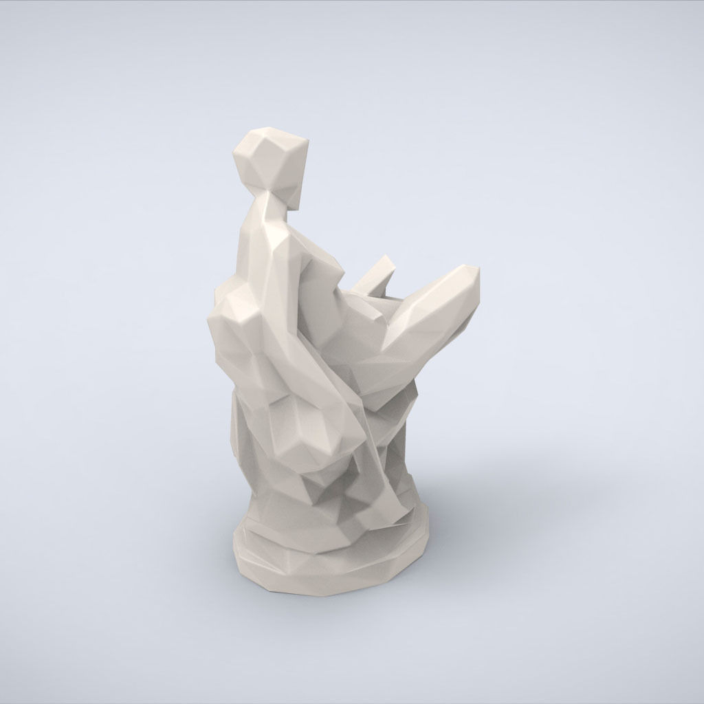 Printable Memory Statue Lowpoly Style 3D print model_2