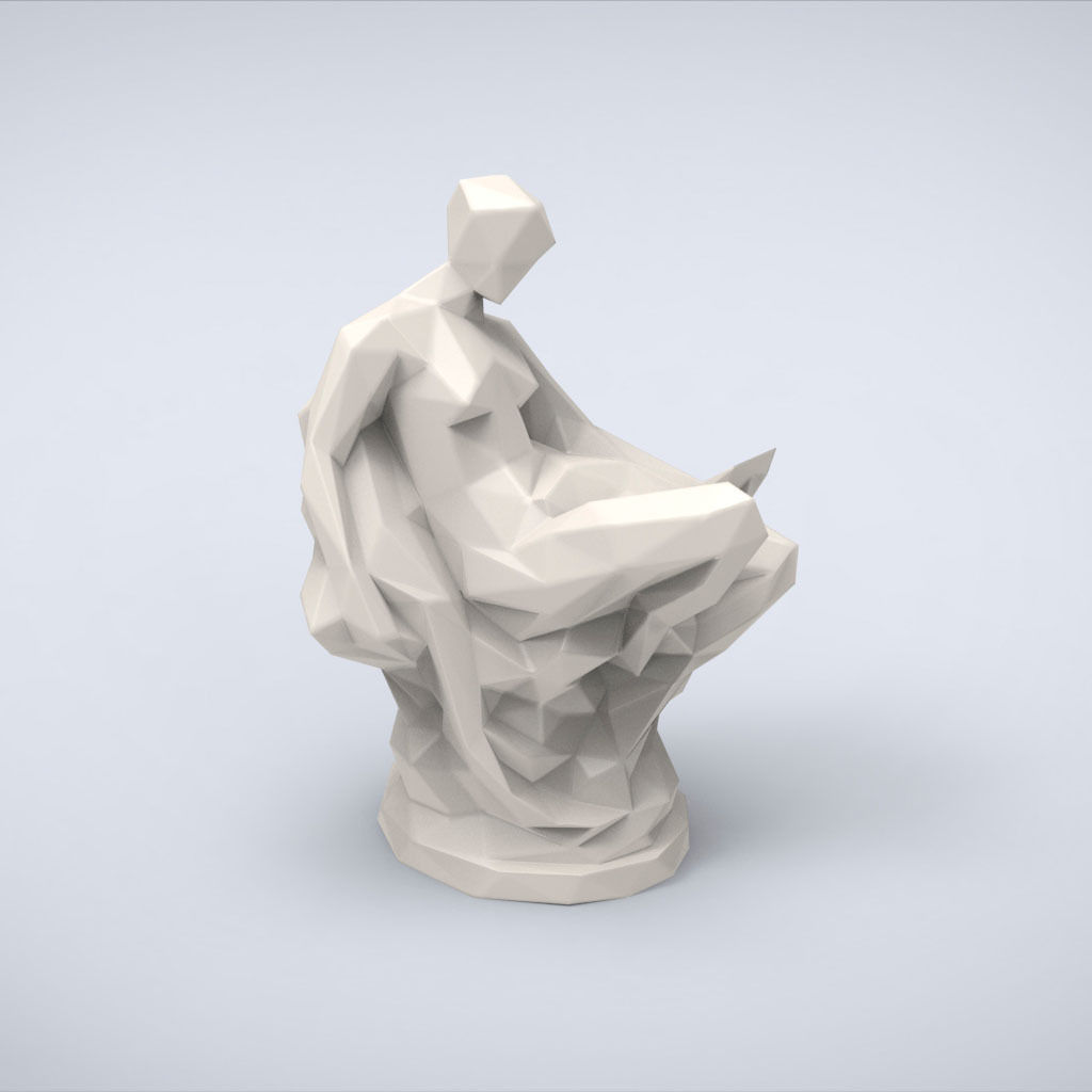 Printable Memory Statue Lowpoly Style 3D print model_1